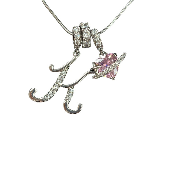 Letter&Heart Zirconia Necklace
