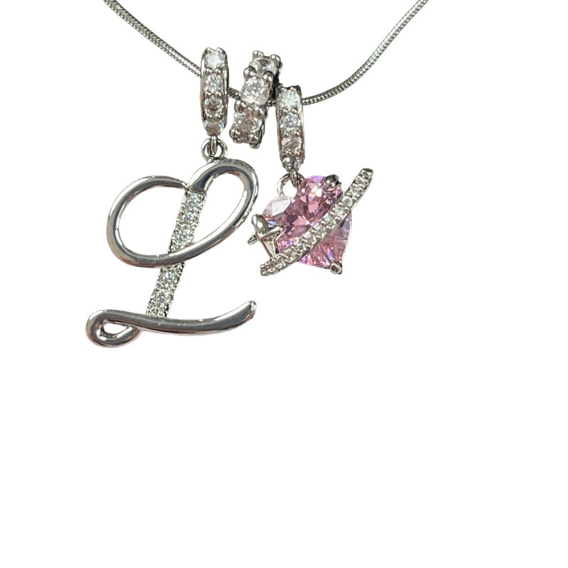 Letter&Heart Zirconia Necklace