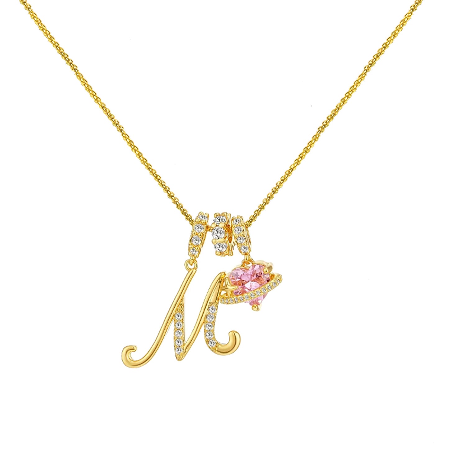 Letter&Heart Zirconia Necklace