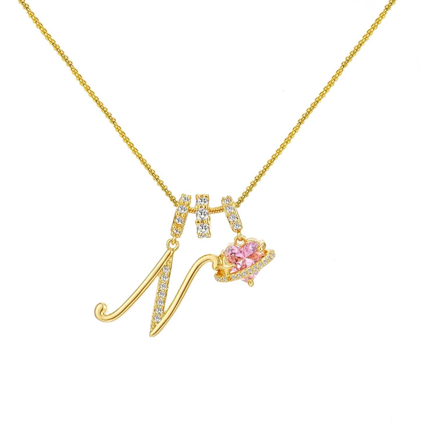 Letter&Heart Zirconia Necklace