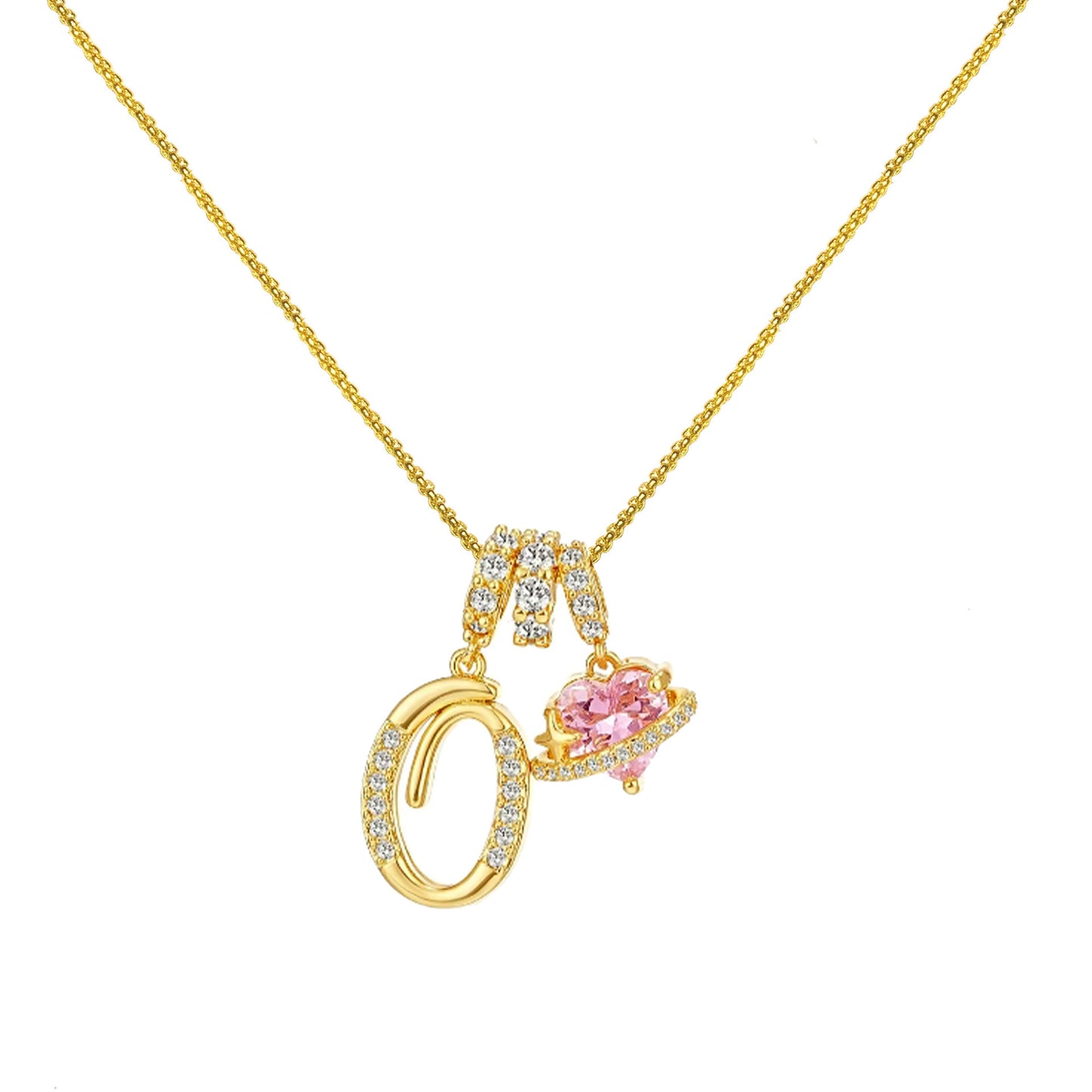 Letter&Heart Zirconia Necklace