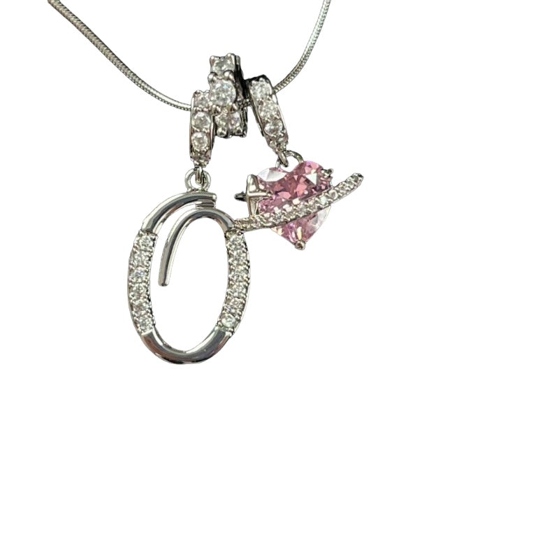 Letter&Heart Zirconia Necklace