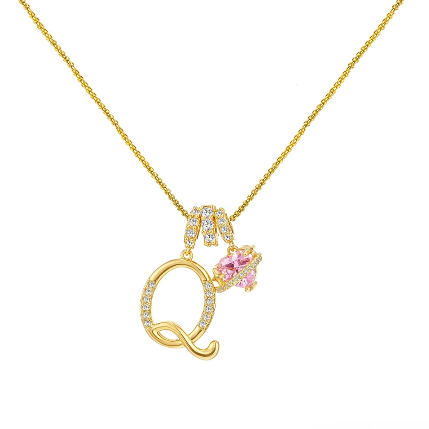 Letter&Heart Zirconia Necklace