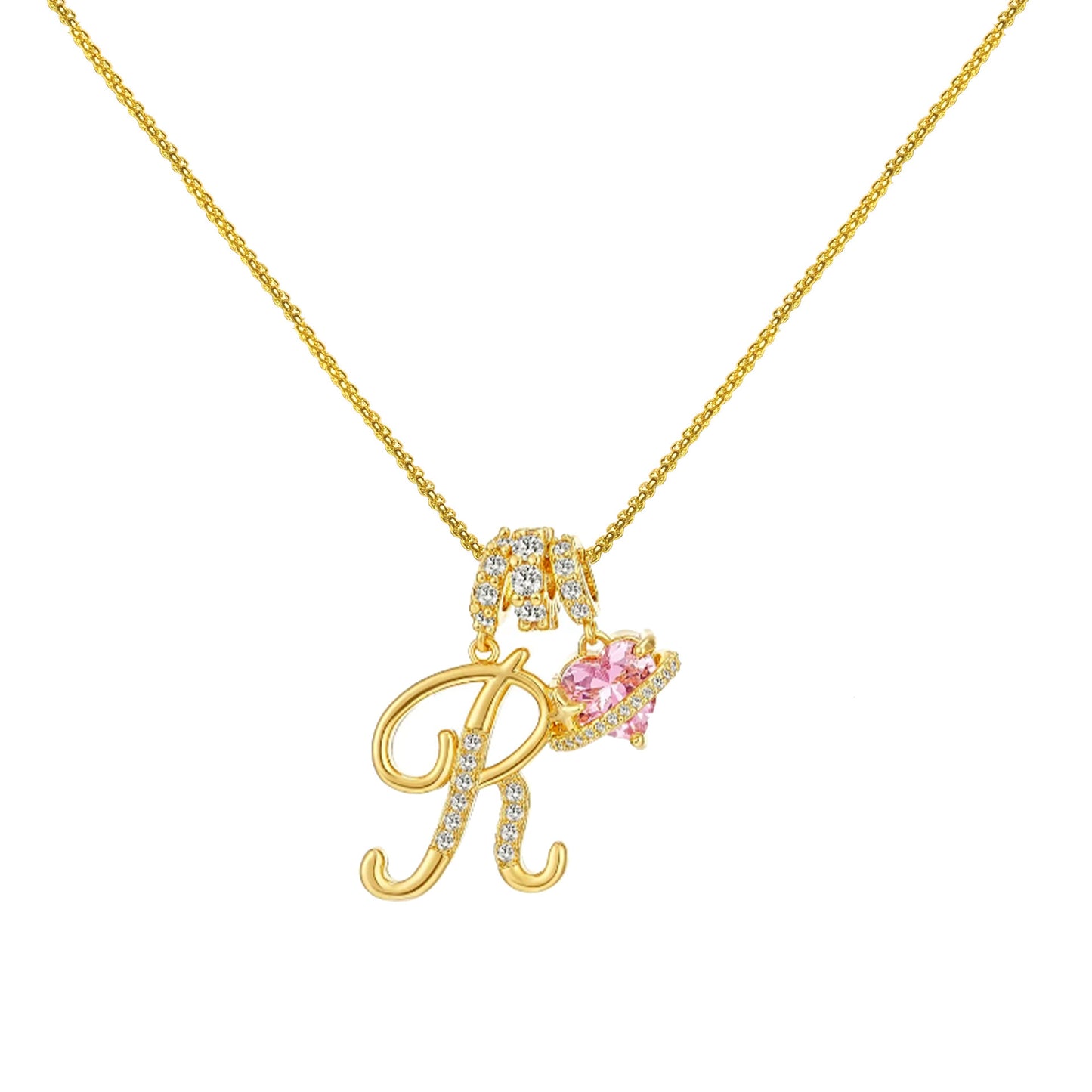 Letter&Heart Zirconia Necklace