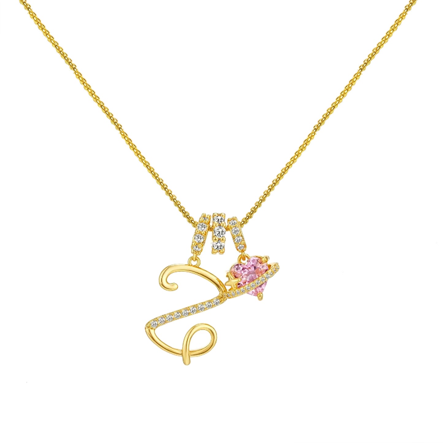 Letter&Heart Zirconia Necklace