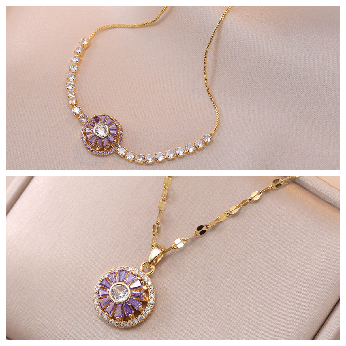 Ensemble de bijoux en zircone à fleurs tournantes