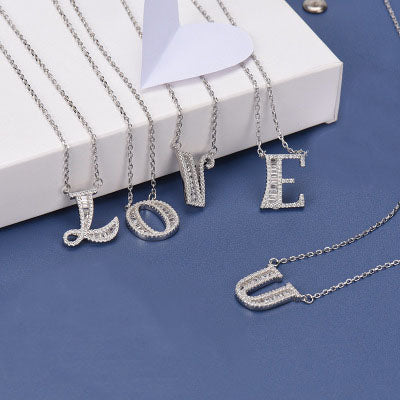 S925 Silver Zirconia Letter Necklace
