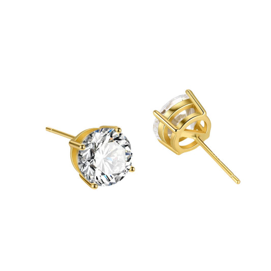 S925 Silver Four-Claw 6mm Zirconia Earrings