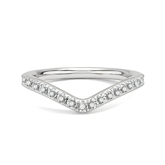 S925 Silver Moissanite V-Shaped Ring