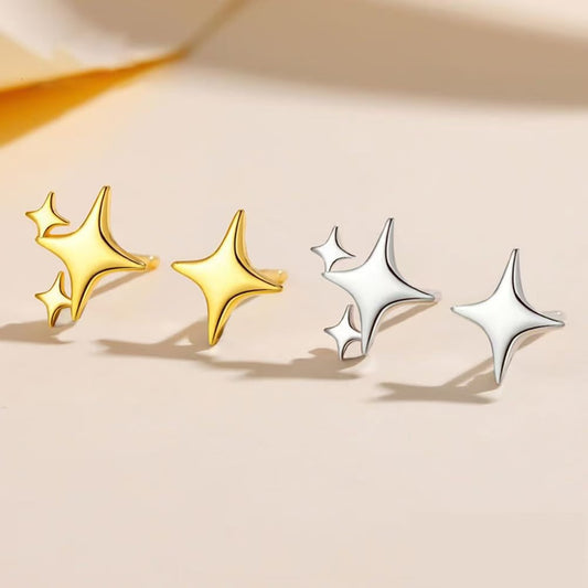 S925 Silver Star Earrings Asymmetrical