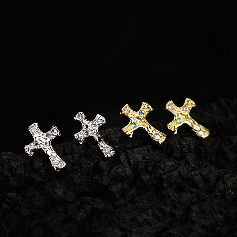 S925 Silver Cross Earrings