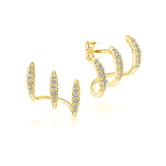 Triple Claw Copper Zirconia Earrings