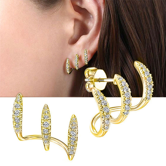 Triple Claw Copper Zirconia Earrings