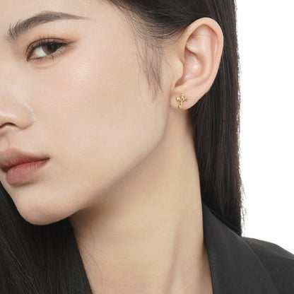 S925 Silver Cross Earrings