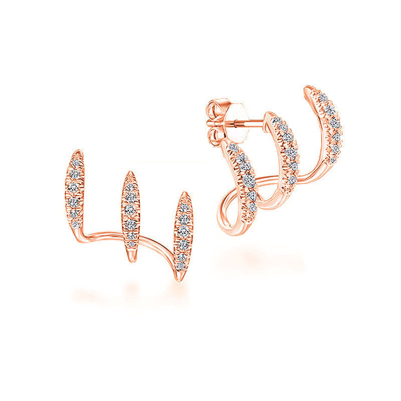 Triple Claw Copper Zirconia Earrings