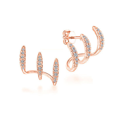 Triple Claw Copper Zirconia Earrings