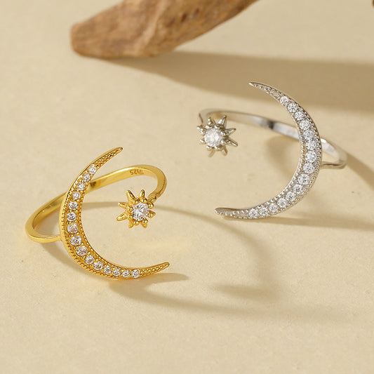 S925 Silver Moon&Star Adjustable Ring