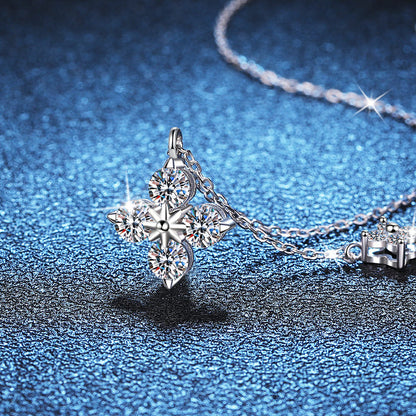 S925 Silver Moissanite Flower Necklace