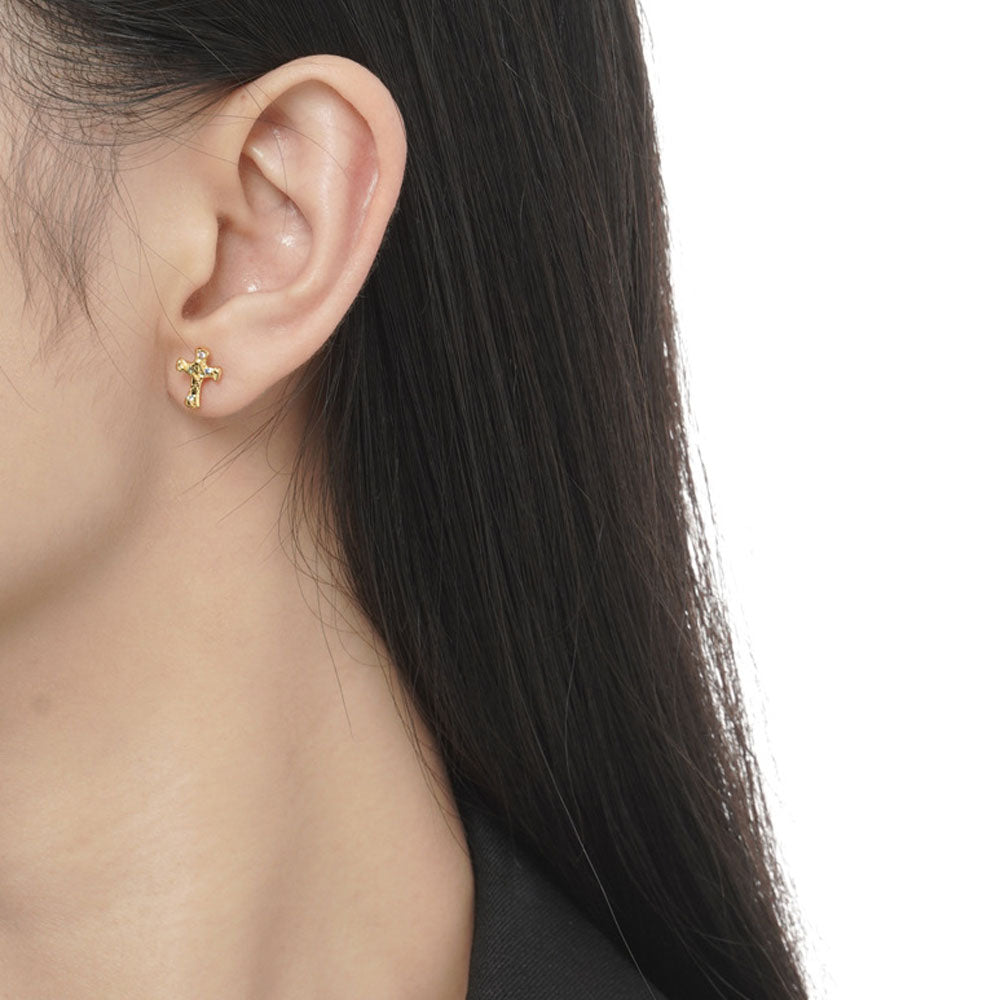 S925 Silver Cross Earrings