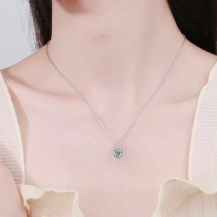 S925 Silver Circle Moissanite Necklace