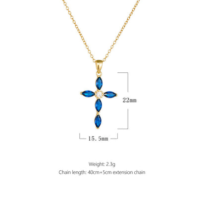 S925 Silver Blue Cross Necklace