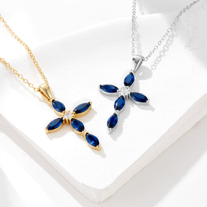 S925 Silver Blue Cross Necklace
