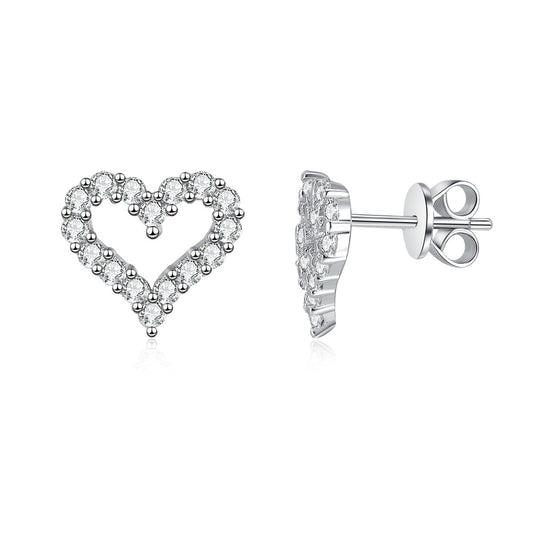 S925 Silver Moissanite Heart Earrings