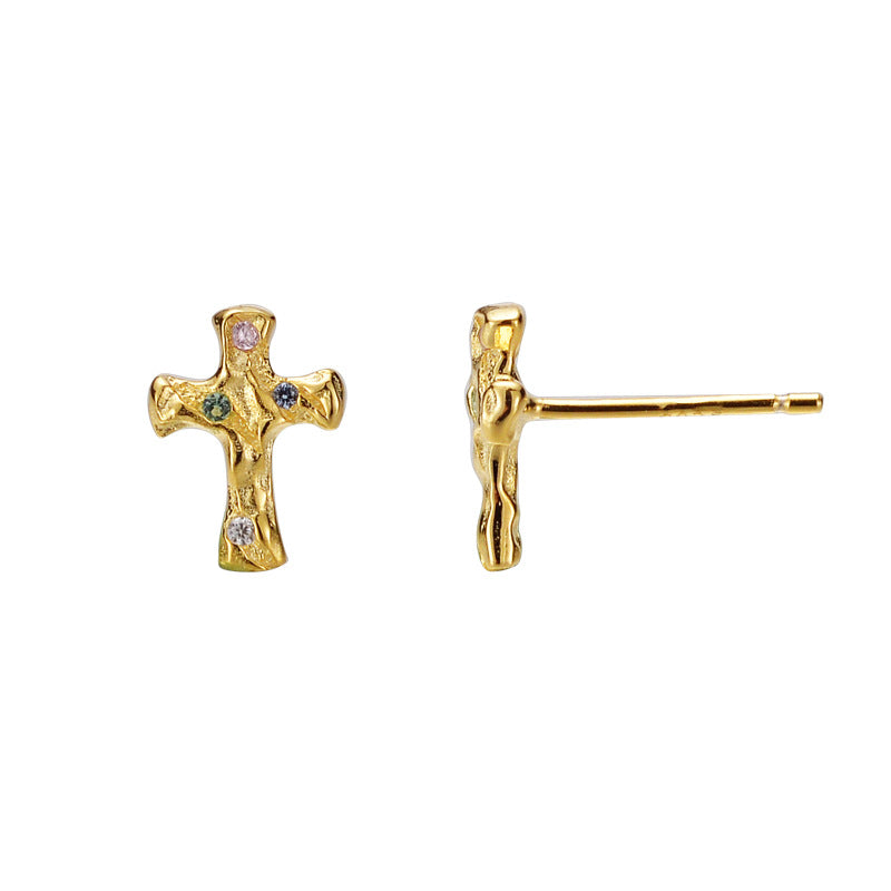 S925 Silver Cross Earrings