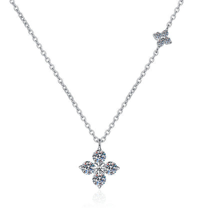 S925 Silver Moissanite Flower Necklace