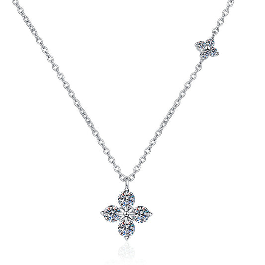 S925 Silver Moissanite Flower Necklace