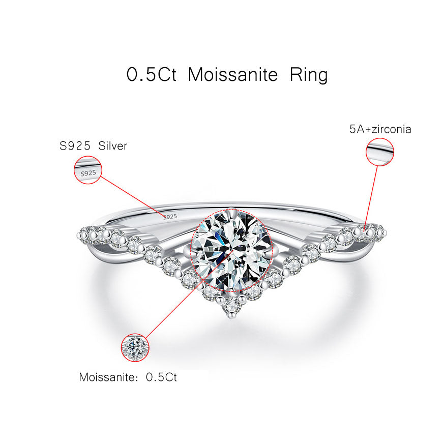 S925 Silver Moissanite Ring