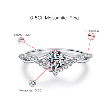 S925 Silver Moissanite Ring