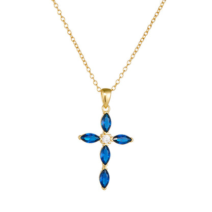 S925 Silver Blue Cross Necklace