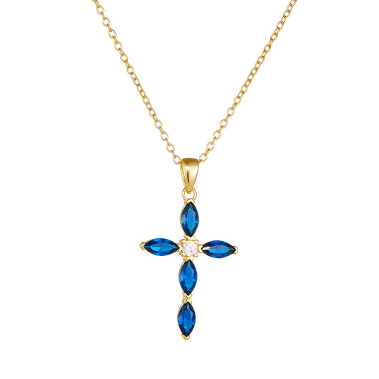 S925 Silver Blue Cross Necklace