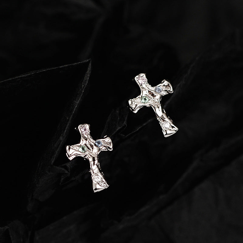 S925 Silver Cross Earrings