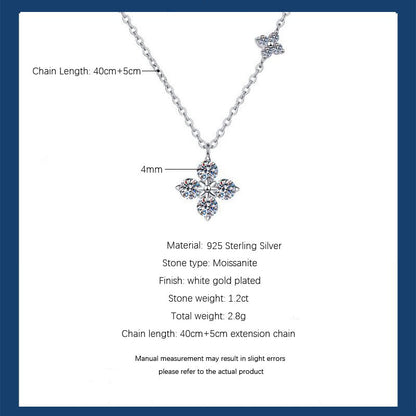 S925 Silver Moissanite Flower Necklace