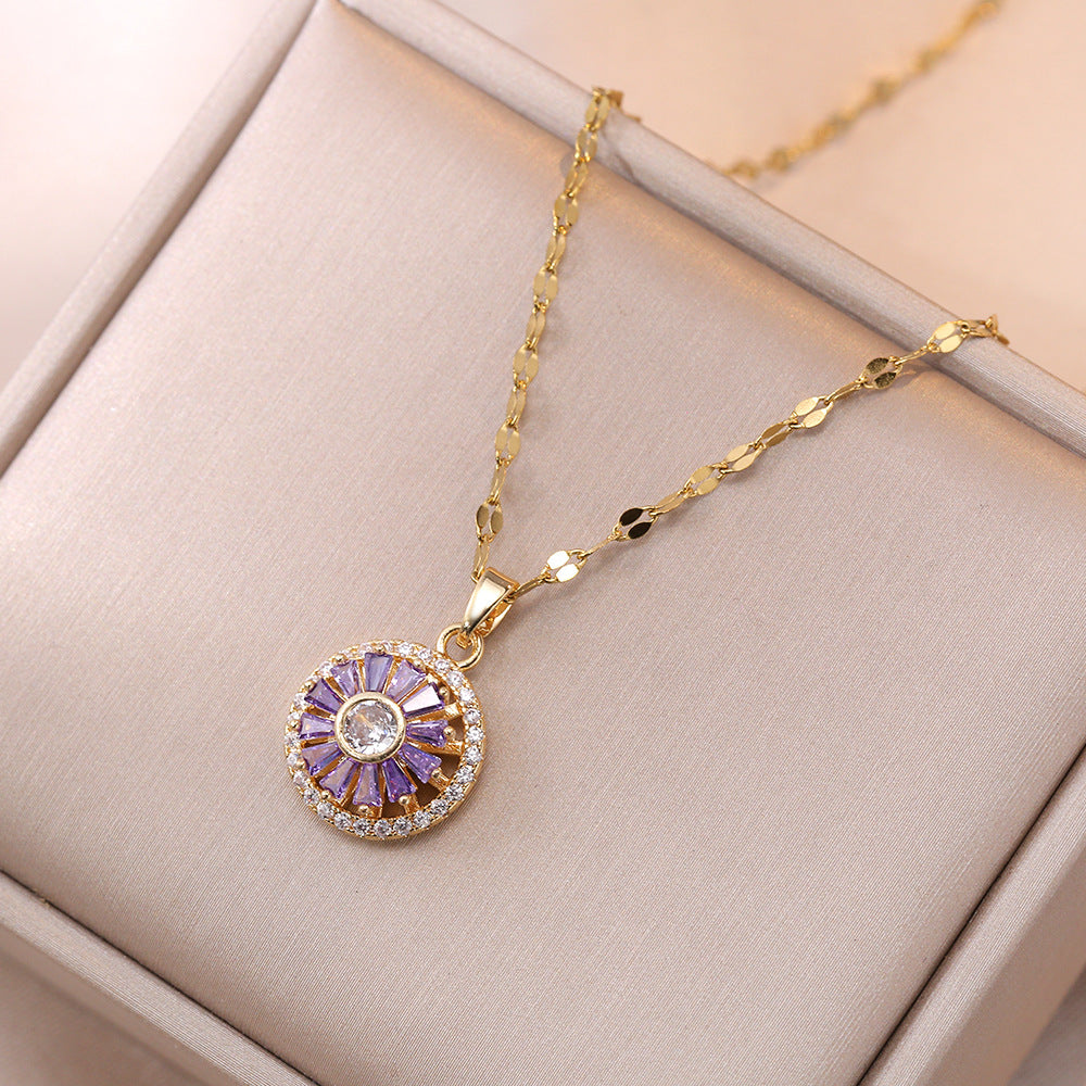 Ensemble de bijoux en zircone à fleurs tournantes