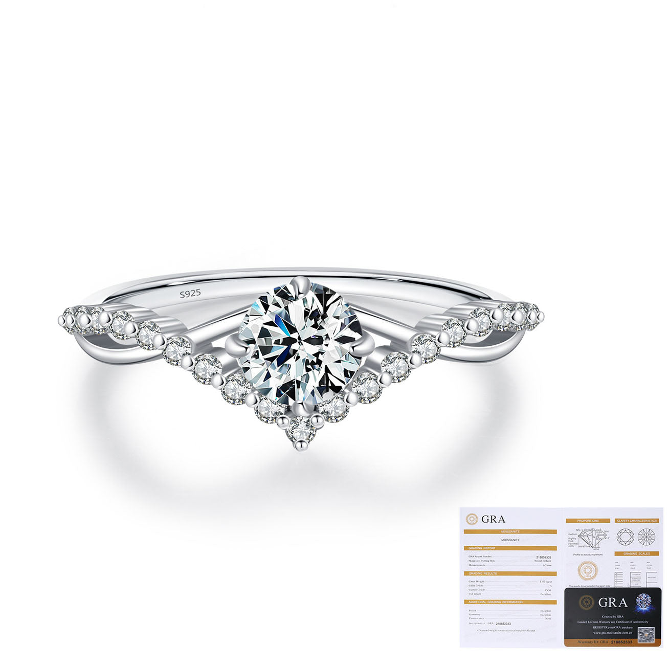 S925 Silver Moissanite Ring