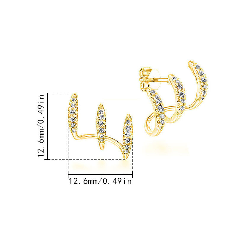 Triple Claw Copper Zirconia Earrings