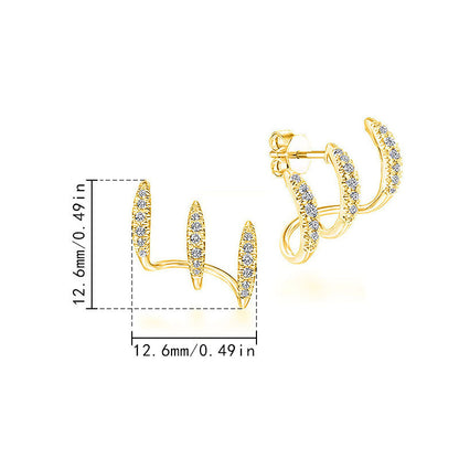Triple Claw Copper Zirconia Earrings