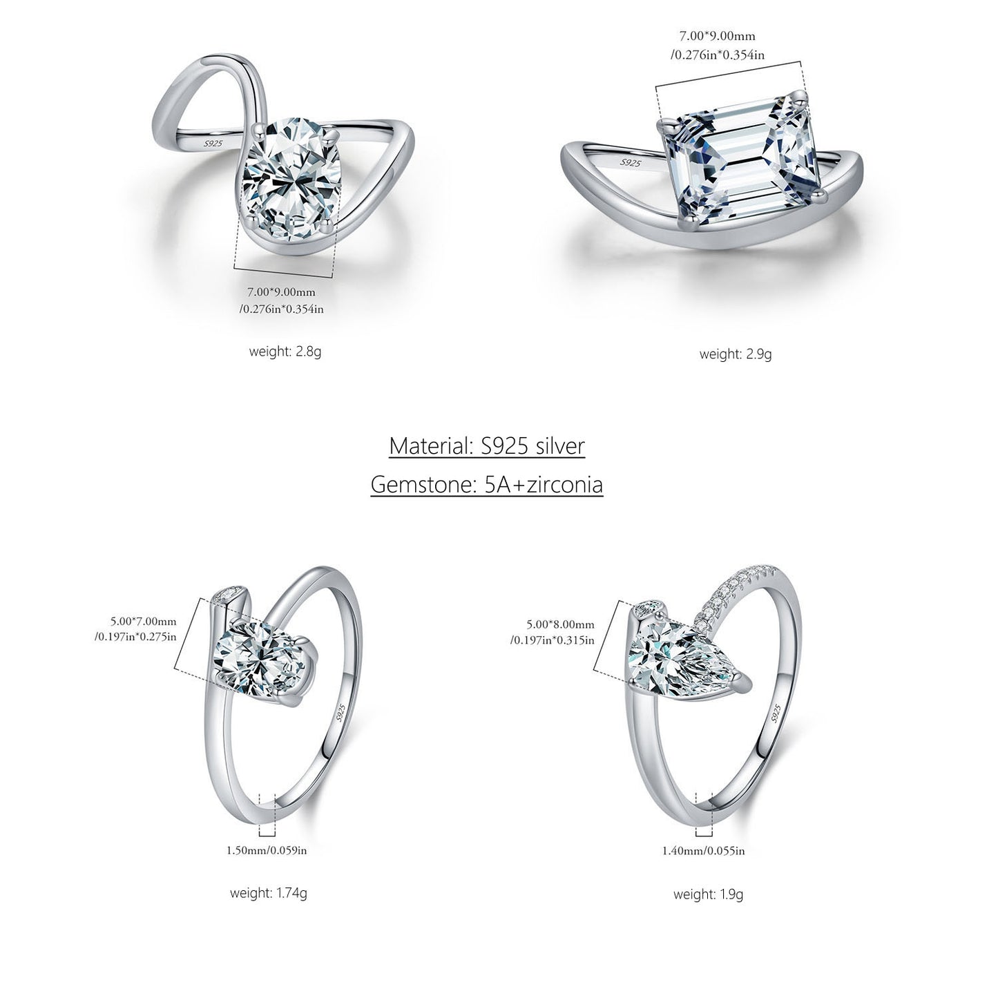 S925 Silver Unique Ring