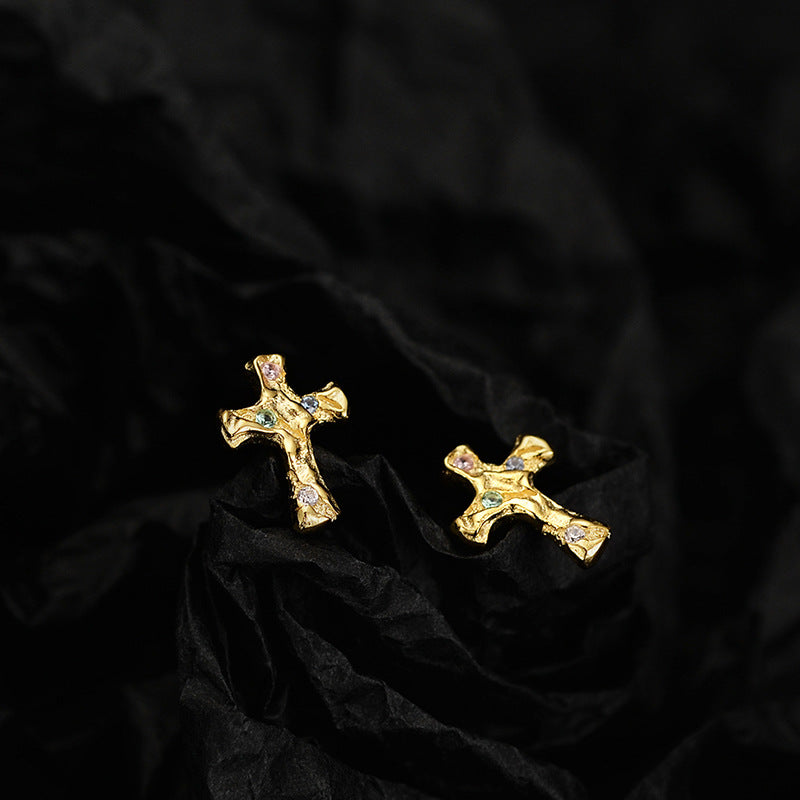 S925 Silver Cross Earrings