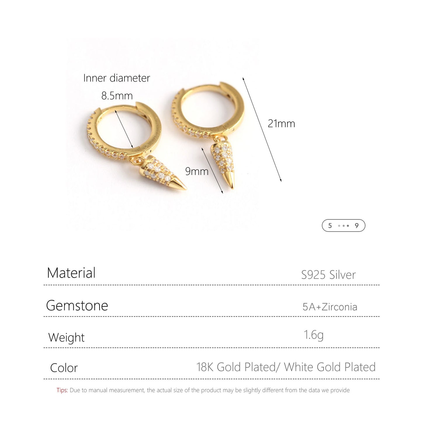 S925 Silver Conical Earrings