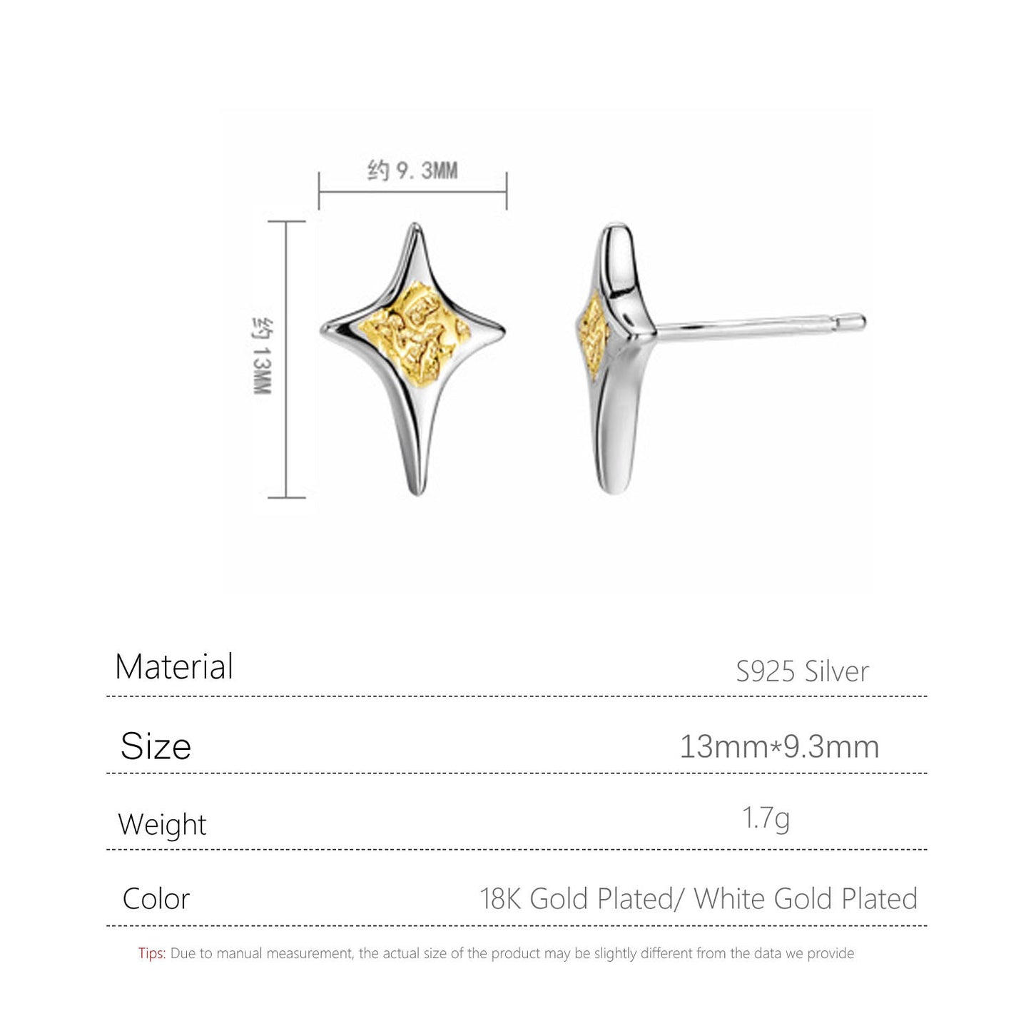 S925 Silver Star-shaped Earrings