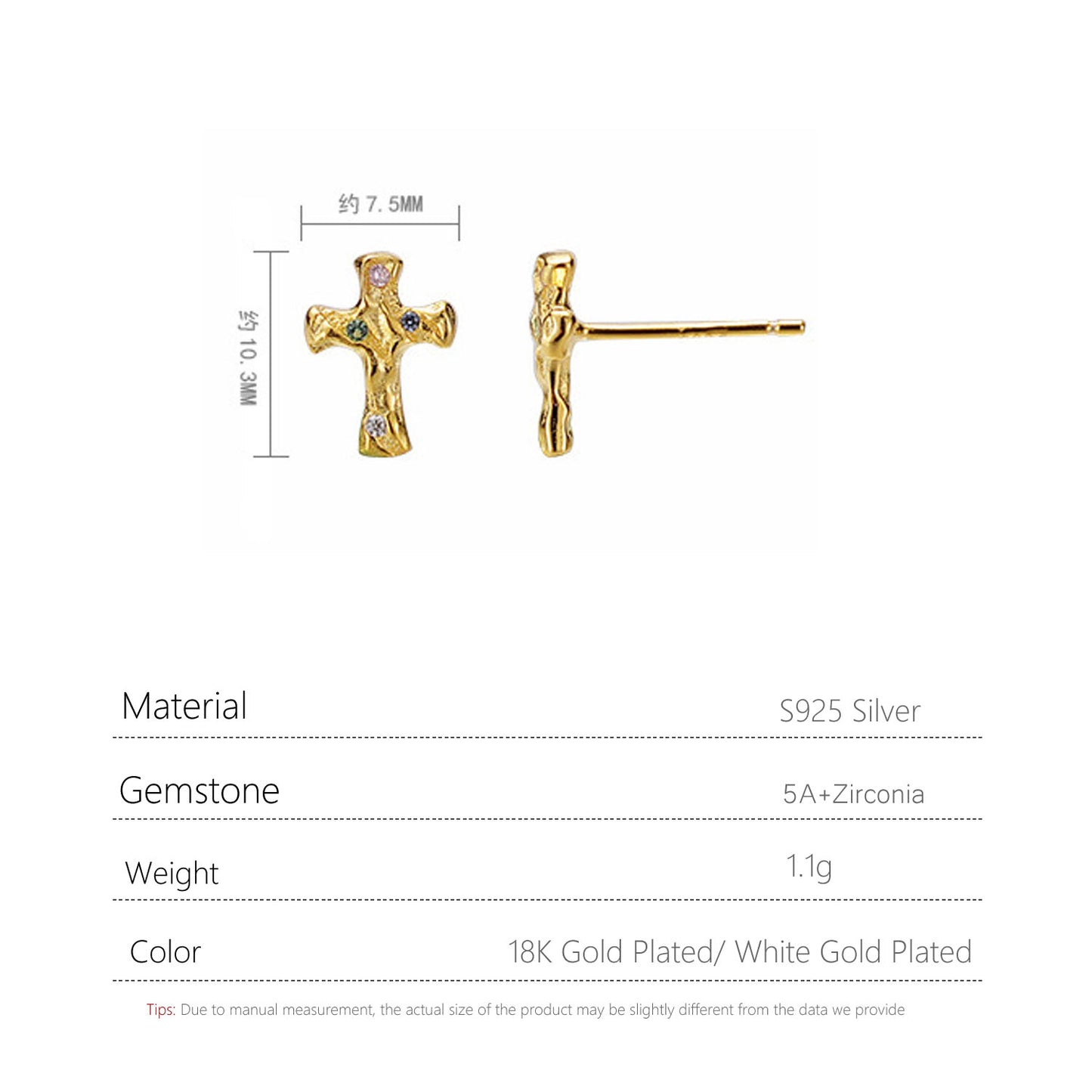 S925 Silver Cross Earrings