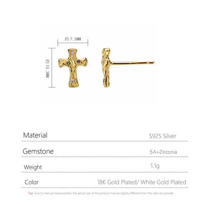 S925 Silver Cross Earrings