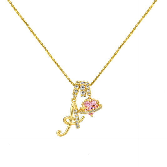 Letter&Heart Zirconia Necklace