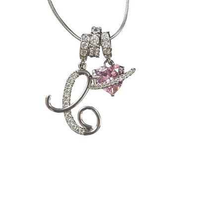 Letter&Heart Zirconia Necklace
