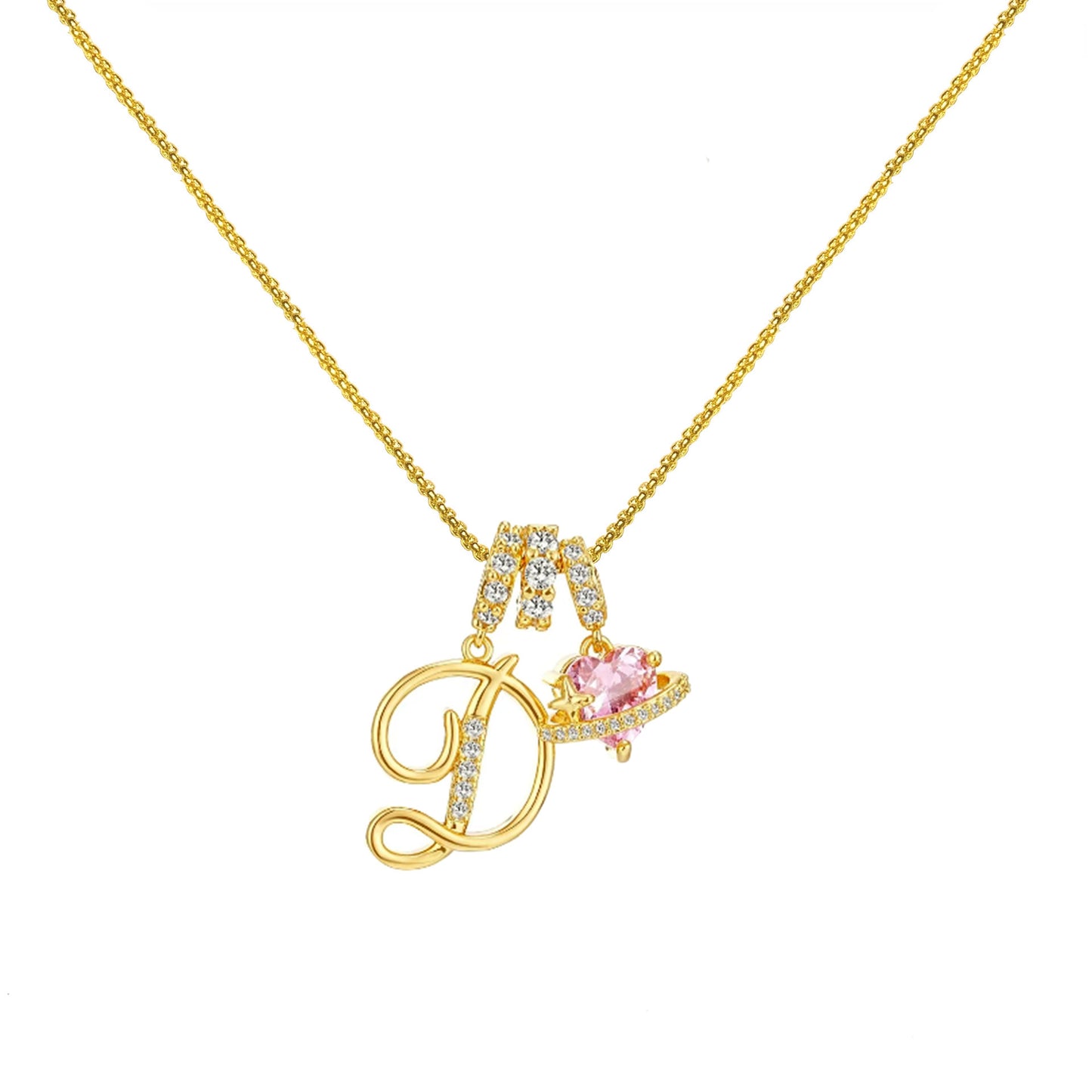 Letter&Heart Zirconia Necklace