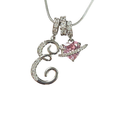 Letter&Heart Zirconia Necklace